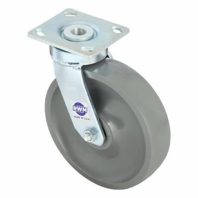 RWM Plate Caster: Swivel, No Brake, Nylon, 8 in Wheel Dia., 2 in Wheel Wd - General-Purpose Maintenance-Free Plate Casters