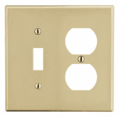 HUBBELL Wall Plate: Combo, 2 Gang, Ivory - Combination Wall Plates