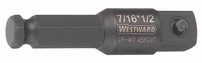 WESTWARD Socket Adapter: 7/16 in Input Drive Size, Manganese Phosphate - 7/16" Male Hex Drive Impact Socket Adapters