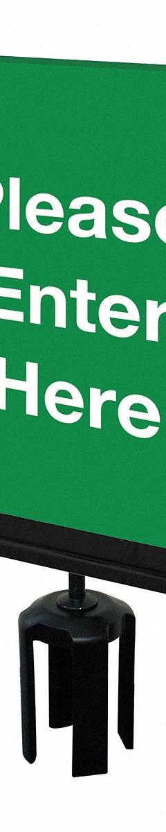 TENSABARRIER Acrylic Sign: Green, Please Enter Here Message, 11 in Overall Lg, 7 in Overall Wd (MPN S01-P-28-7X11-V-HDSB-1701-33). Key specifications — Brand: TENSABARRIER; Color: Green; Includes: Mounting Adapter; Message: Please Enter Here; For Use With: Tensabarrier Posts; Material: Acrylic.