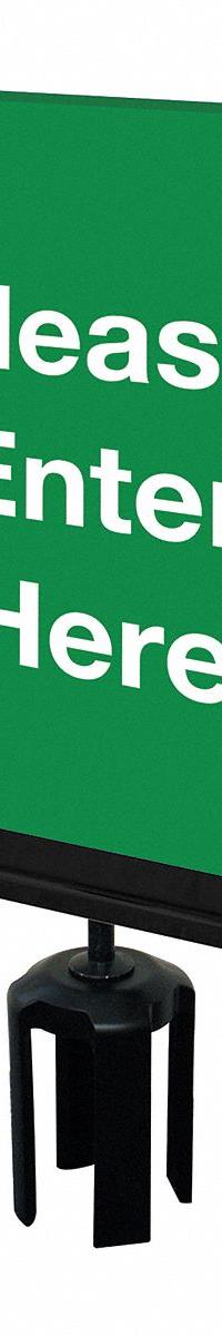 TENSABARRIER Acrylic Sign: Green, Please Enter Here Message, 11 in Overall Lg, 7 in Overall Wd (MPN S01-P-28-7X11-V-HDSB-1701-33). Key specifications — Brand: TENSABARRIER; Color: Green; Includes: Mounting Adapter; Message: Please Enter Here; For Use With: Tensabarrier Posts; Material: Acrylic.