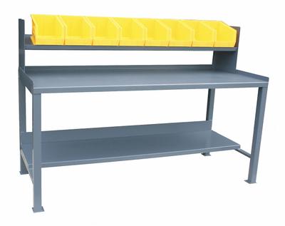 JAMCO Workbench: Fixed Ht, Steel, 60 in x 30 in, 3,000 lb Overall Load Capacity - Workbenches with Risers & Lower Shelves