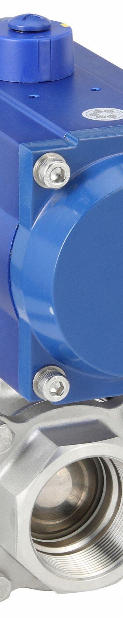 DYNAQUIP CONTROLS Pneumatically Actuated Two-Way Ball Valve: 3 in - Stainless Steel Pneumatically-Actuated Ball Valves