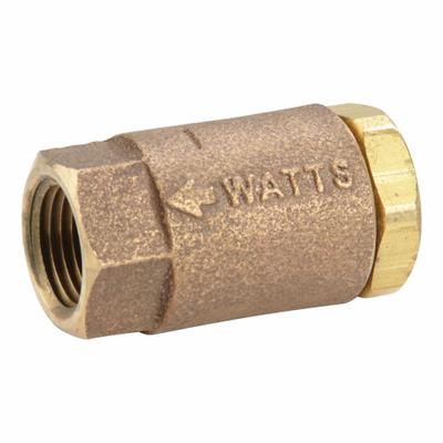 Watts Check Valve: Disc, Inline Valve Body, 1/4 in Pipe Size, FNPT x FNPT, Copper Silicon Alloy - Bronze Inline Disc Check Valves