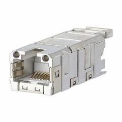 METZ CONNECT RJ45 Field Jack Insert: Data Insert, Straight Insulation Displacement Female, 8 Poles (MPN 1401900810MI). Key specifications — attr1057845: E-DAT Industry; attr1057841: METZ CONNECT; attr1057846: IP65; attr1057853: Cat6; PROFINET; attr1057858: Cable; attr1057862: Zinc Die-Cast; attr1200643: Data Insert.