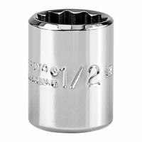 PROTO Socket: SAE, 1/4 in Drive Size, 1/2 in Socket Size, 12-Point, Std, Chrome, Not Tether Capable (MPN J4716T). Key specifications — attr1204417: PROTO; attr1204392: Chrome.