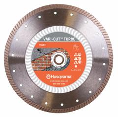 HUSQVARNA Diamond Saw Blade: Brick/Concrete/Granite/Marble/Masonry/Stone, 10 in Blade Dia., Wet/Dry (MPN Vari-Cut Turbo 10). Key specifications — attr1097734: Wet/Dry; attr1097738: Tile Saw; attr1097751: HUSQVARNA.