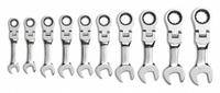 GEARWRENCH Combination Ratcheting Wrench Set: Alloy Steel, Full Polish Chrome, 10 Tools, Std (MPN 9550). Key specifications — attr309581: Full Polish Chrome; attr309580: Alloy Steel; attr309571: No; attr309583: No; attr309587: Yes; attr324931: GEARWRENCH.