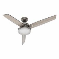 HUNTER Ceiling Fan: 52 in Blade Dia, Light Gray Oak/Gray Walnut, 3 Speeds, Light Kit, Sentinel (MPN 59211). Key specifications — Finish: Light Gray Oak/Gray Walnut; Material: Galvanized; Series: Sentinel; Light Kit: Yes; Number of Speeds: 3; Brand: HUNTER.