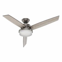 HUNTER Ceiling Fan: 52 in Blade Dia, Light Gray Oak/Gray Walnut, 3 Speeds, Light Kit, Sentinel (MPN 59211). Key specifications — Finish: Light Gray Oak/Gray Walnut; Material: Galvanized; Series: Sentinel; Light Kit: Yes; Number of Speeds: 3; Brand: HUNTER.
