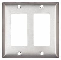 HUBBELL Wall Plate: Decorator-Rocker, 2 Gang, Silver, Std Size (MPN SS262). Key specifications — Brand: HUBBELL; Material: Stainless Steel.