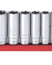 GEARWRENCH Socket Set: 3/8 in Drive, 11 Piece, 6-Point, SAE, 1/4 in to 7/8 in (MPN 80555). Key specifications — attr1224269: 3/8 in; attr1204685: Not Tether Capable; attr1204650: 1/4 in to 7/8 in; attr1204673: Socket Bits Not Included; attr1204688: GEARWRENCH; attr1224230: Friction; attr1224354: No Thin Wall; attr1206170: Deep Sockets.