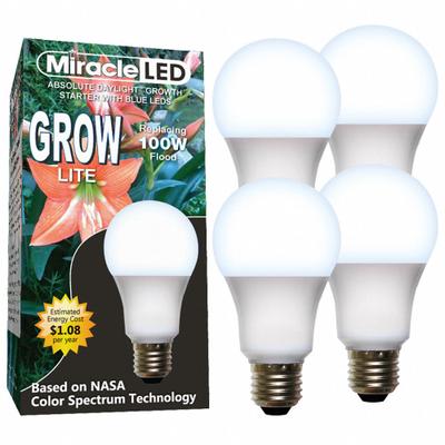 MIRACLE LED Grow Bulb: LED, A19, 120V, Blue/Full/Broad - Plant Growth Bulbs