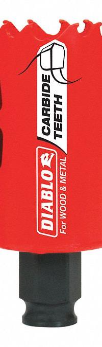 DIABLO Hole Saw: 1 1/2 in Saw Dia., 3 Teeth per Inch, 2 3/8 in Max. Cutting Dp, Carbide Tipped (MPN DHS1500CT). Key specifications — attr1098070: 3; attr1098087: DIABLO; attr1098073: Snap-Lock Plus™.