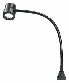 WALDMANN Task Light: Gooseneck, LED, 490 lm Max Brightness, 5000K, Screw-Down Base, 22 to 26V DC (MPN 113260000-00641130). Key specifications — Brand: WALDMANN; Electrical Connection Type: Wire Leads; Lens Material: Glass; Operating Voltage: 22 to 26V DC; Lead Length / Connection: 10 ft.
