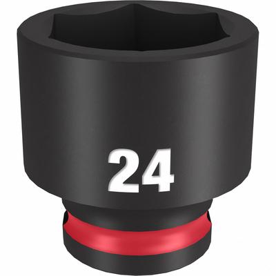 MILWAUKEE Standard Impact Socket: 3/8 in Drive Size, Metric, 24 mm Socket Size, 6-Point - 3/8" Drive Impact Sockets