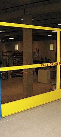 PS INDUSTRIES Horizontal Safety Gate: 43 in x 93 in, Unassembled, Yellow, 42 in Gate Ht, Deck (MPN MGHMM072042). Key specifications — Brand: PS INDUSTRIES; Assembled: Unassembled; Lockable: No.