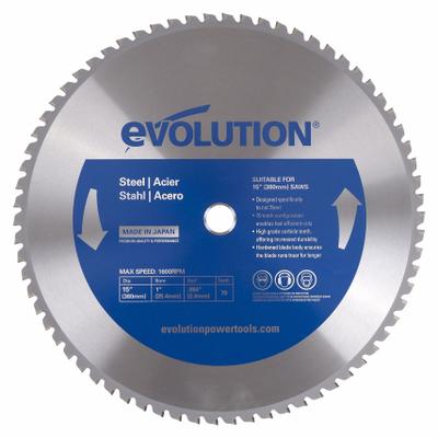 EVOLUTION Circular Saw Blade: 15 in Blade Dia., 70 Teeth, 0.09 in Cut Wd, 1 in Arbor Size - Steel & General Metal-Cutting Blades