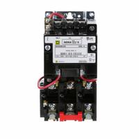SQUARE D Magnetic Motor Starter: Non-Reversing, 3 Poles, NEMA Size 0, 18 A, 24V AC Coil (MPN 8536SBO2V01S). Key specifications — Brand: SQUARE D; Coil Voltage: 24V AC; Phase: Three; Operator: None; Terminal Connection Type: Screw Clamp Terminals; Includes Pilot Light: No; Operator Controls: None; Auxiliary Contacts Included: No Auxiliary Contacts Included.