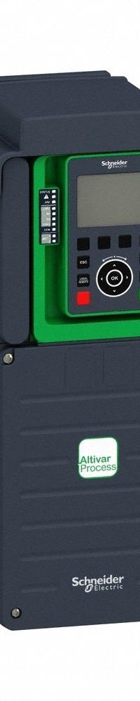 SCHNEIDER Variable Frequency Drive: In Phase Three, Out Phase Three, 7 1/2 hp, IP21, No Bypass (MPN ATV930U55M3). Key specifications — Style: Compact; Color: Black/Green; Output Phase: Three.