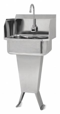 SANI-LAV Hands-Free Sink: 41 1/2 in Overall Ht, 17 in Bowl Lg, 7 in Bowl Dp, 0.5 gpm Flow Rate (MPN ES2-503L-0.5). Key specifications — Includes Side Splash: Side Splash Included; Power Source: AC Powered; Brand: SANI-LAV.