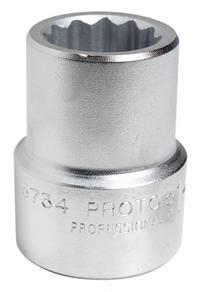 PROTO Socket: SAE, 1 in Drive Size, 2 1/8 in Socket Size, 12-Point, Std, Satin, Not Tether Capable (MPN J5768). Key specifications — attr1204417: PROTO; attr1204392: Satin.