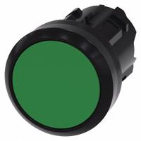 SIEMENS Flush Push Button: Green, 22 mm Mounting Size, Non-Metallic, Maintained (MPN 3SU1000-0AA40-0AA0). Key specifications — Brand: SIEMENS; Action: Maintained; Series: 3SU; Push Button Material Type: Non-Metallic.