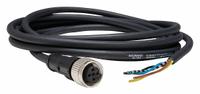 Cordset: M12 Female Straight X Bare Wire, 5 Pins, Black, PUR, 5 m Cable Lg, 3 A Max Current (A) (MPN XZCP1164L5). Key specifications — Cable Jacket Color: Black; End 1 Gender: Female; End 1 Mounting Orientation: Straight; End 2 Connection Type: Bare Wire; IP Rating: IP65; Brand: TELEMECANIQUE SENSORS; Wire Size: 22 AWG; Cable Jacket Material: PUR.