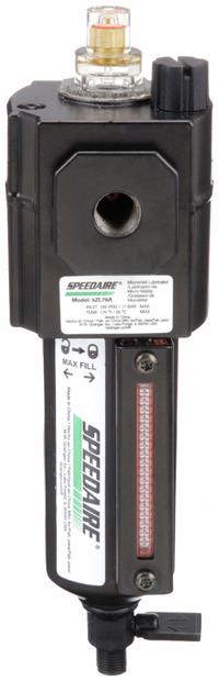 SPEEDAIRE Compressed Air Lubricator: Micro Mist, 1/4 in NPT, 60 cfm, 250 psi Max Op Pressure (MPN 4ZL78). Key specifications — attr111774: Aluminum; attr111402: Intermediate Duty; attr111761: SPEEDAIRE.