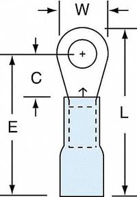 3M Ring Terminal: Blue, Heat Shrink Insulation, #8 Stud Size, 16 AWG to 14 AWG Wire Sizes, 1,000 V (MPN MH14-8R/LK). Key specifications — Brand: 3M.
