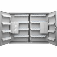 Key Box: 480 Key Capacity, Single Key Lock, Steel, Gray, 28 1/2 in Ht, 21 3/4 in Wd, 5 1/2 in Dp (MPN CB13240). Key specifications — Brand: BARSKA; Finish: Matte; Includes Key Tags: Includes Key Tags; Includes Mounting Hardware: Mounting Hardware Included; Color: Gray; Mounting Location: Wall; Material: Steel.