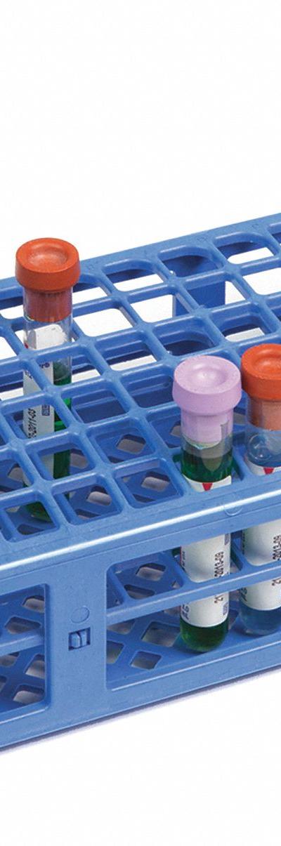 HEATHROW SCIENTIFIC Tube Rack: Polypropylene, Red, (90) Wells, 90 Compartments, Benchtop - Lab Storage Racks