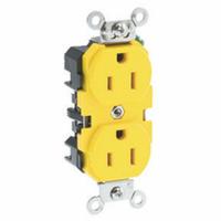 LEVITON Receptacle: Duplex, 5-15, Yellow, 125V AC, 15 A, 2 Pole / 3 Wire (MPN 52CM-62)