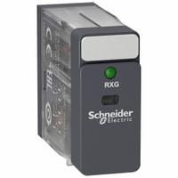 SCHNEIDER Plug-In Relay: Socket Mounted, 5 A Current Rating, 120V AC, DPDT, 8 Pins/Terminals (MPN RXG23F7). Key specifications — Brand: SCHNEIDER; Base Type: Square; Mounting Style: Plug-In; Pin Shape: Flat; Electrical Connection: Quick-Connect; Manufacturer Part Number: RXG23F7; Series: Harmony™ RXG Series.