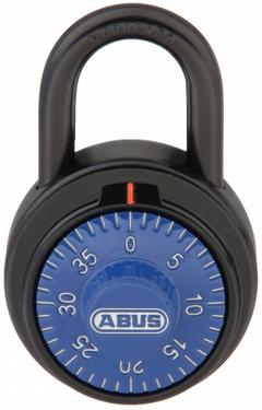 ABUS Combination Padlock: Dial Combo, Black, Steel, Std Shackle, Steel Shackle (MPN 78/50 Blue). Key specifications — Dial Color: Blue; Brand: ABUS.