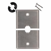 LEVITON Wall Plate: Single Circular Opening, 1 Gang, Silver, Std Size (MPN S751-N). Key specifications — Brand: LEVITON; Material: Stainless Steel.