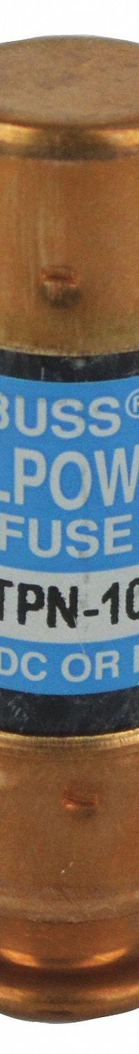 BUSSMANN Telecom Protection Fuse: TPN Series, Fast-Acting, Cylindrical, 10 A, 170 V DC (MPN TPN-10). Key specifications — Series: TPN; Brand: BUSSMANN.