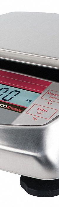 OHAUS Food Scale: 4 3/4 in Weighing Surface Dp, 4 3/4 in Weighing Surface Wd, 5 1/2 in Overall Ht (MPN V31XH402). Key specifications — Readability: 0.00005 lb/0.01 g; Brand: OHAUS; IP Rating: Not IP Rated.