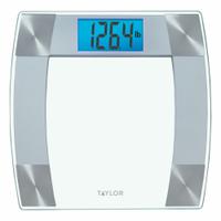 TAYLOR PRECISION PRODUCTS Bathroom Scale: Digital, kg/lb, 12 1/4 in Weighing Surface Wd (MPN 528342310). Key specifications — Brand: TAYLOR; Weighing Units: kg; IP Rating: Not IP Rated; Indicator Attachment: Integrated; Includes: Curved SS Accents; Readability: 0.1 kg/0.2 lb.