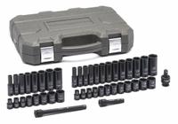 GEARWRENCH Socket Set: 3/8 in Drive Size, 5/16 in to 3/4 in/8 mm to 21 mm Socket Size Range, SAE (MPN 84916N). Key specifications — attr1204251: GEARWRENCH; attr1215453: 3/8 in; attr1215454: 8 mm to 21 mm; attr1224229: Friction.