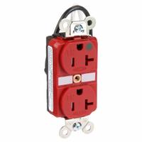HUBBELL Receptacle: Hospital Grade Fed. Spec., Duplex, 5-20R, Red, 125V AC, 20 A, 2 Pole / 3 Wire (MPN HBL8300SGRA)