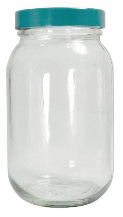 APPROVED VENDOR Sampling Bottle: 1.92 L, 83-400, Colorless, 6 Bottles - Clear Wide Mouth Round Glass Lab Bottles