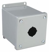 HOFFMAN Push Button Enclosure: 30mm, 1 Holes, Carbon Steel, NEMA 12 (MPN E1PBX). Key specifications — attr211299: HOFFMAN; attr1043605: Indoor Dust & Water Droplets.
