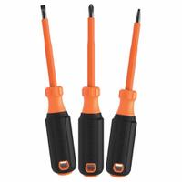 KLEIN TOOLS Screwdriver Set: 1-10 Pieces, 3 Pieces, Phillips/Slotted/Square Tip, 1/4 in/#2 Tip Size (MPN 85073INS). Key specifications — attr1205274: KLEIN TOOLS; attr1205269: 1/4 in.