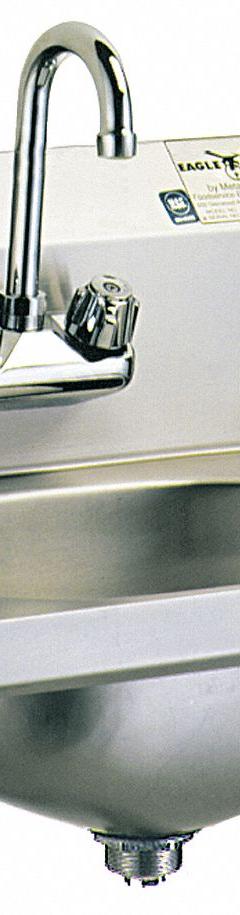 EAGLE GROUP Hand Sink: 1 Stations, 6 3/4 in Bowl Dp, 9 3/4 in Bowl Lg, 13 1/2 in Bowl Wd, 20 ga (MPN HSA-10-F-IF1). Key specifications — Includes Side Splash: Side Splash Not Included; Series: HSA; Brand: EAGLE GROUP.