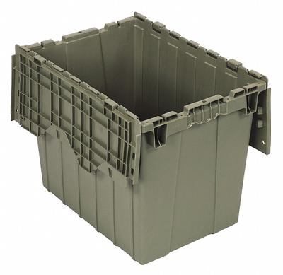 QUANTUM STORAGE SYSTEMS Attached Lid Tote: 17.3 gal, 21 7/8 in x 15 1/8 in x 17 1/4 in - Colored Attached-Lid Totes with Two-Piece Lids