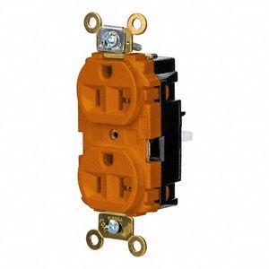 HUBBELL Receptacle: Duplex, 5-20, Orange, 125V AC, 20 A, 2 Pole / 3 Wire - General Purpose Receptacles