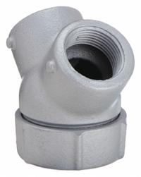 APPLETON ELECTRIC Capped Elbow - Haz Loc: Iron, Chromate Coated/Electroplated/Powder Coated, NPT (MPN ELBY-50). Key specifications — Material: Iron; Finish: Chromate Coated; Ends - Hazardous Fittings: 1/2 in FNPT x 1/2 in FNPT; Brand: APPLETON ELECTRIC.