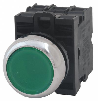 EATON Illuminated Push Button: Illuminated, Flush Profile, Metallic, 22 mm - Illuminated Flush-Mount Push Buttons