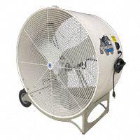SCHAEFER Circulating Fan: 36 in Blade Dia, 115/230V AC, Mobile, 1/2 hp, Direct Drive, Polyethylene (MPN VKM36-O). Key specifications — Mobility: Mobile; Standards: AMCA Standard 230.99; Voltage: 115/230V AC; Brand: SCHAEFER.